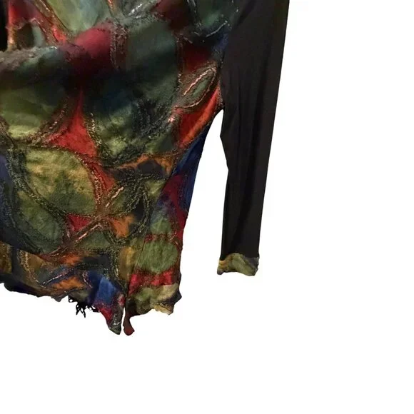 Paris Hues Long Sleeve Multicolor Tunic Top With Black Accents Sz L tunic - Picture 8 of 12